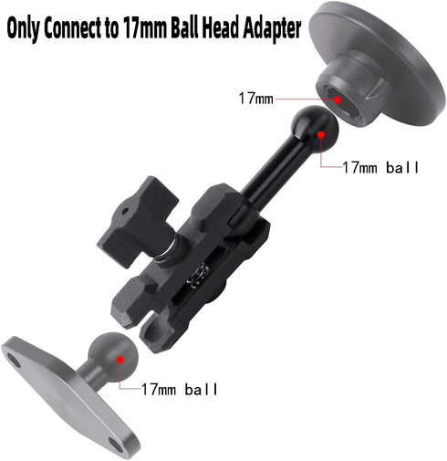 Aluminum 17mm Ball Mount Extension Adapter, 360° Rotation Extension Rod for Car Air Vent Dashboard Suction Cup Phone Holder, Compatible with Garmin GPS Mount