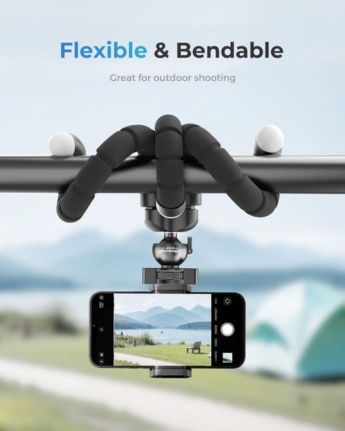 Acuvar Flexible Phone Tripod Stand, Mini Portable Smartphone Tripod with Adjustable Holder for iPhone & Android
