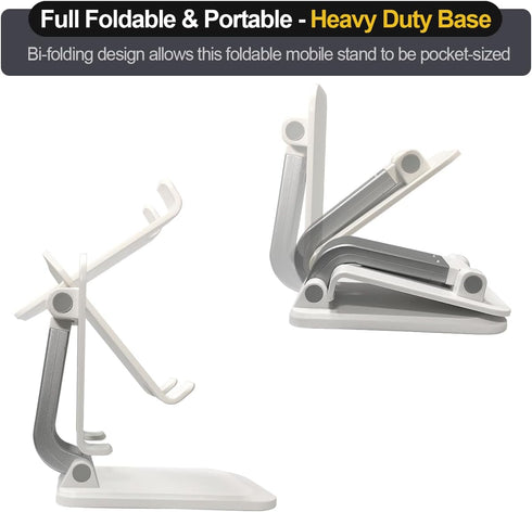 POQOD 16 15 14 13 12 11, Foldable Cell Phone Stand for Desk, Fully Adjustable Phone Holder for Desk Compatible