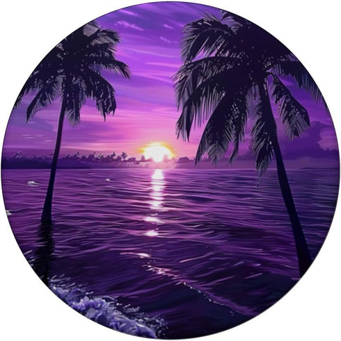 Palm Tree Ocean Sea Tropical Sunset Purple PopSockets Standard PopGrip