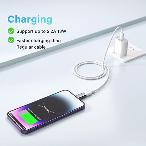 USB C to Lightning Adapter, 4 Pack, 1.8-2.2A 15W Fast Charging, Data Sync for iPhone/iPad, Anti-Lost Loop