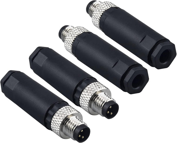 Industrial Sensor Connector Plug, Lonlonty M8 Connector 3-Pin A Coding UTP IP67 Waterproof Adapter
