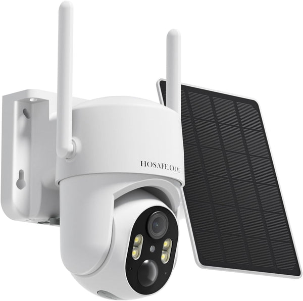 Wireless Outdoor Solar Security Cameras, 360° PTZ Remote Home Security, 2K 3MP with Spotlight Color Night Vision
