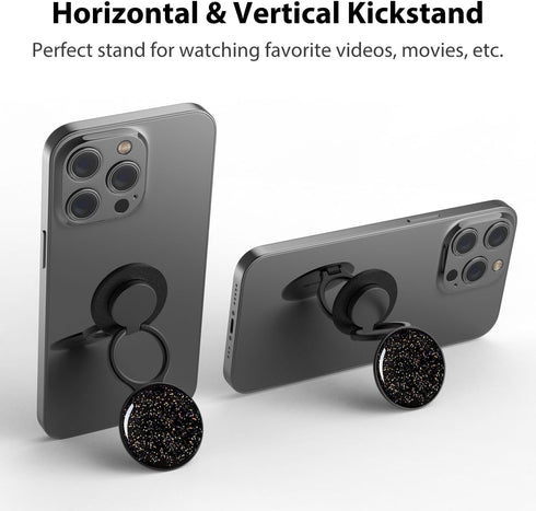 Phone Grip Holder, Adjustable Metal Ring Holder, Kickstand for iPhone, Samsung & Other Phones - Sky Black