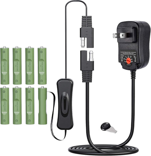 QUZOC Adjustable AC Continuous Power Supply Adapter AA Dummy Battery kit (Replace up