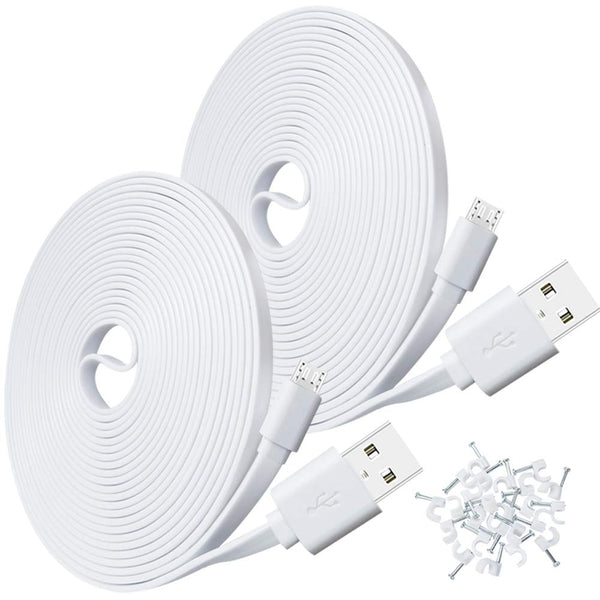 2-Pack 10FT USB Power Extension Cable for Wyze Cam, YI Home Camera, Nest-Cam Indoor, Oculus Go, Charging Cord