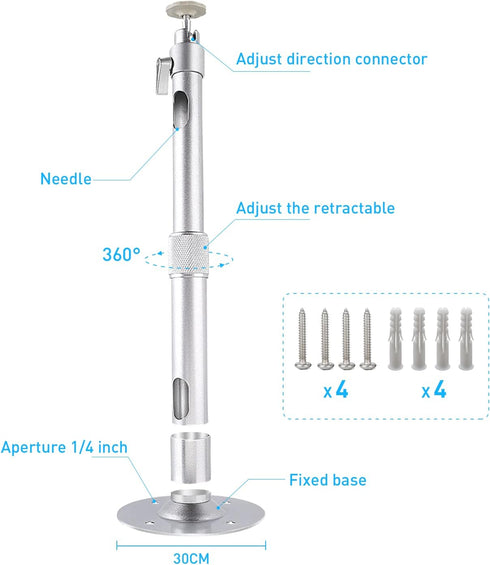 NIERBO Universal Projector Wall Ceiling Mount Hanger, 360° Rotatable Head, Extendable 11.8 to 19.7 Inch