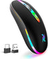 HZD LED Wireless Mouse, Slim Silent Rechargeable Optical Mouse with Type C Adapter, 3 Adjustable DPI Levels