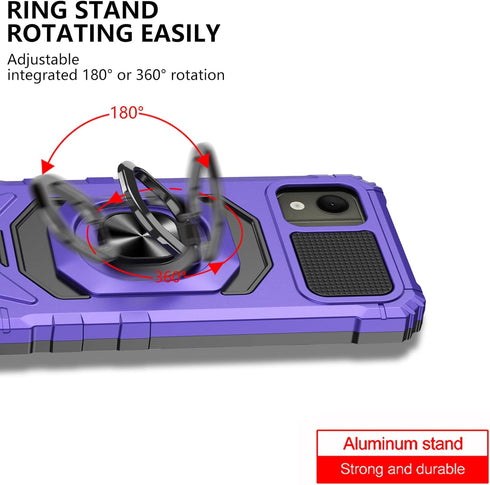 Ailiber Nokia C110 Case - Heavy Duty Shockproof Cover with Stand & Screen Protector, Military Grade, Purple, for Car