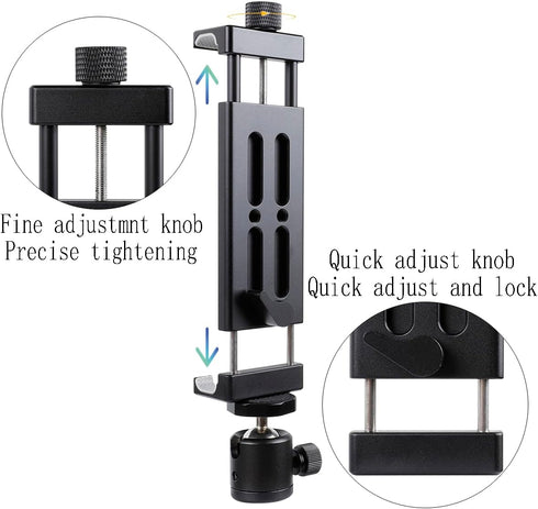 Aluminum Tripod Mount Adapter for iPad, 360 Rotatable Tablet Holder Compatible with iPad Air/Mini, Samsung Tab, and