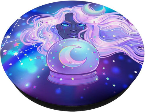 Pastel Goth Witchy Crystal Ball Moon Celestial Stars Bruja PopSockets PopGrip: Swappable Grip for Phones & Tablets