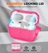 MATEKXY AirPods Pro Case with Cleaner Kit, Shockproof Cover with Lanyard & Keychain, Compatible with MagSafe - Pink