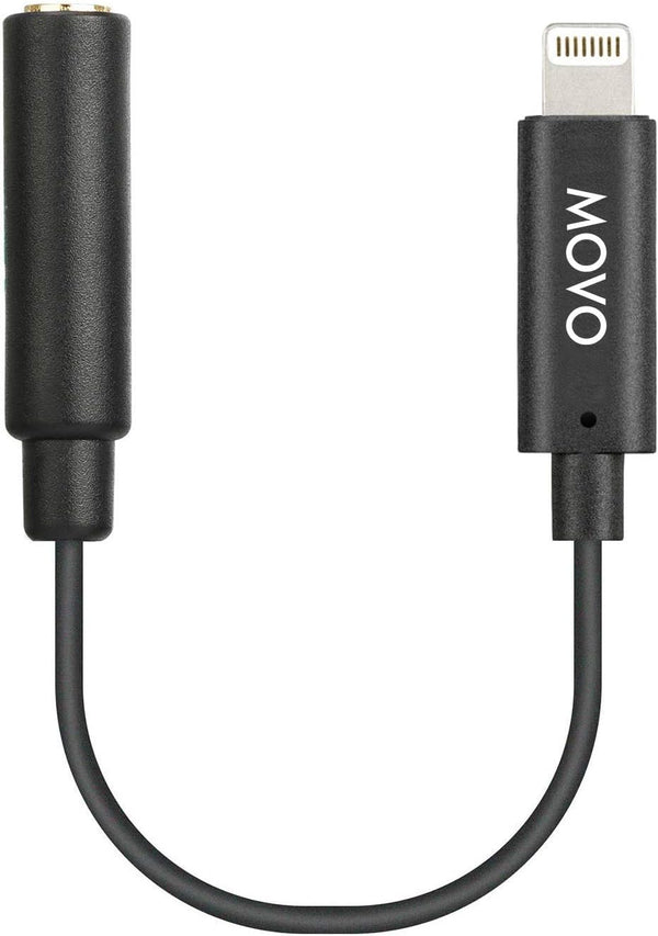 Movo IMA-1 Female 3.5mm TRRS Microphone Adapter Cable to Lightning Connector Dongle for Apple iPhone, iPad