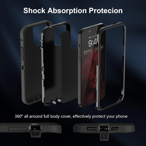 Sansunto iPhone 13 Pro Max and 12 Pro Max Case, Heavy Duty Shockproof Military Grade 3 in 1 Silicone Rubber with Hard