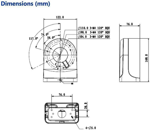 PFB203W Wall Mount Bracket Aluminum Alloy Waterproof for Dahua Dome IP Camera Series