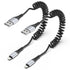 Coiled Lightning Cable, 2 Pack Coiled iPhone Charger Cable for Car Compatible with iPhone 14 13 12 11 Pro Max