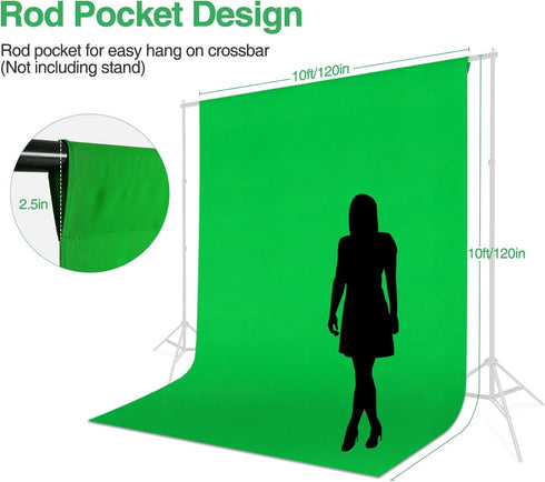GLOSHOOTING 10x10 Green Screen Backdrop, ft Photography Chromakey Greenscreen Background Sheet, Polyester Collapsible