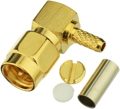 Eightwood 10pcs SMA Male Crimp Right Angle RF Connector for Coax Cable RG316 RG174 LMR100