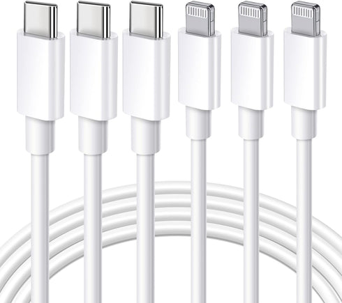 Ximytec USB C to Lightning Cable 3-Pack, 10FT, MFi Certified, Fast Charger for iPhone 14, 13, 12, 11, iPad, White