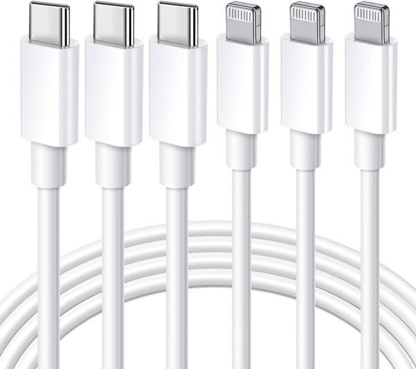 Ximytec USB C to Lightning Cable 3-Pack, 10FT, MFi Certified, Fast Charger for iPhone 14, 13, 12, 11, iPad, White