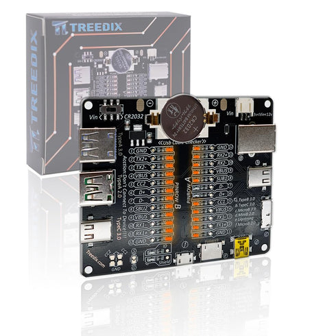 USB Cable Tester Board, USB Cable Checker Data Wire with Acrylic Case for Type-C, Micro, Type A, Type B