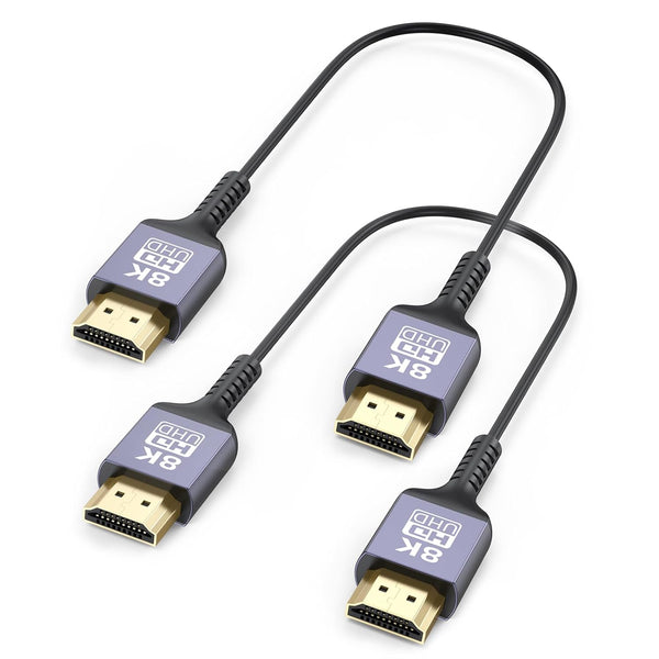 8K Thin HDMI Cable 1FT 2-Pack, 48Gbps Ultra Slim HDMI Cable Flexible