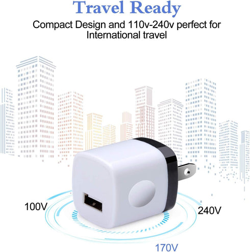 USB Wall Plug, 10Pack 1A/5V Single Port Charger Adapter for iPhone 16 15 14 13 12 11 Pro Max/Samsung S24 S23 S22 S21