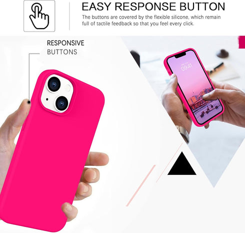 BENTOBEN Soft Silicone Gel Case for iPhone 14, Shockproof Protective Phone Cover, Hot Pink