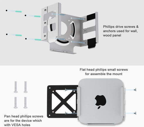 Mac Studio Mount, IFCASE Heat Dissipation Design, Under Desk Wall Mount Stand for Mac Studio M2 M1