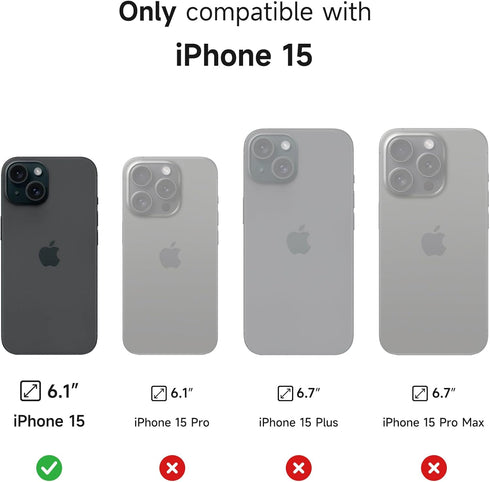 SURITCH 15 6.1 Inch, for iPhone Case with Magnetic Camera Slide Cover and Adjustable Kickstand, Compatible