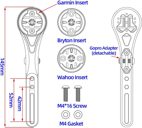 Aero Integrated Handlebar Out Front Combo Mount for Garmin Edge, Wahoo, Bryton Rider, Compatible with Canyon