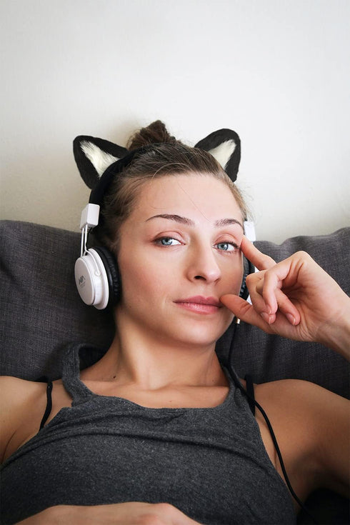 RUKUHOT Cute Cat Ears Headphone Attachment - Adjustable Design for Logitech G PRO, HypreX Cloud Headphones, Black