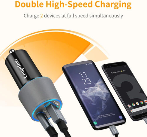 Fast USB C Car Charger Block, 30W Power Delivery & Quick Charge 3.0 Adapter for Google Pixel 8/7/6/5/4/3 (Cable