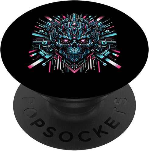PopSockets Standard PopGrip - Cyberpunk Robotic Skull Cyborg Streetwear Heavy Metal Band