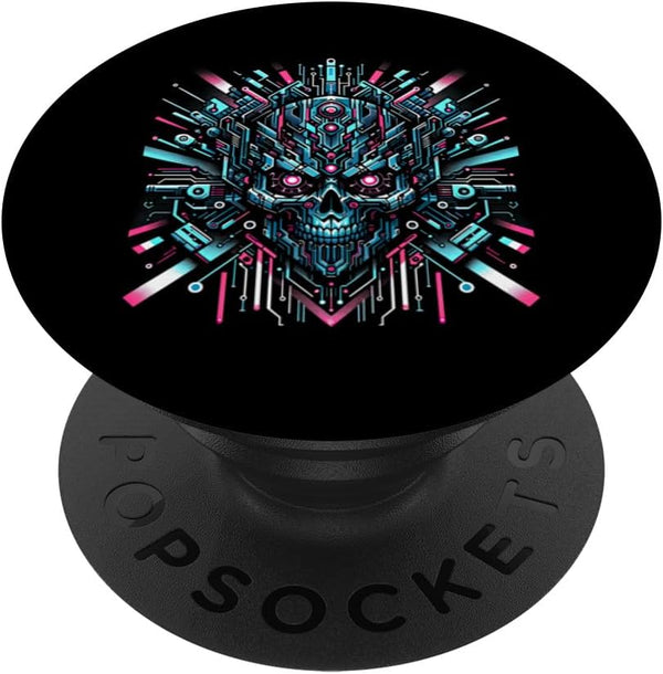PopSockets Standard PopGrip - Cyberpunk Robotic Skull Cyborg Streetwear Heavy Metal Band