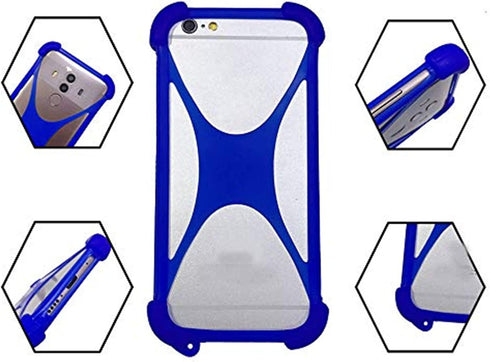 Zittop Universal Smart Phone Bumper Case, Elastic Soft Silicone Cover for 5.2" Phones, Blue