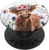 Cute Baby Highland Cow Floral Watercolor PopSockets Standard PopGrip