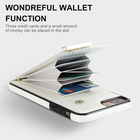 Asuwish iPhone 7/8 Plus Wallet Case with Tempered Glass, Leather Purse, Credit Card Slot - White for Women.