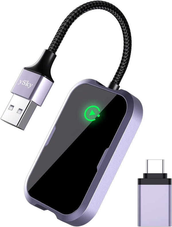 ySky Wireless Carplay Adapter, Multi-User Seamless Connection for Converts Wired to Wireless carplay
