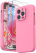 iPhone 14 Pro Max Case by SURPHY, Pink Liquid Silicone with Screen Protector, Camera Protection & Soft Microfiber