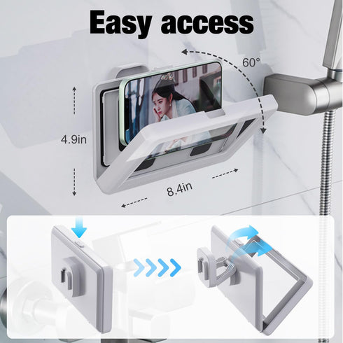 Waterproof Shower Phone Holder - Adjustable Angle, Anti-Fog High Sensitivity Cover for 4" - 7" Cell Phones