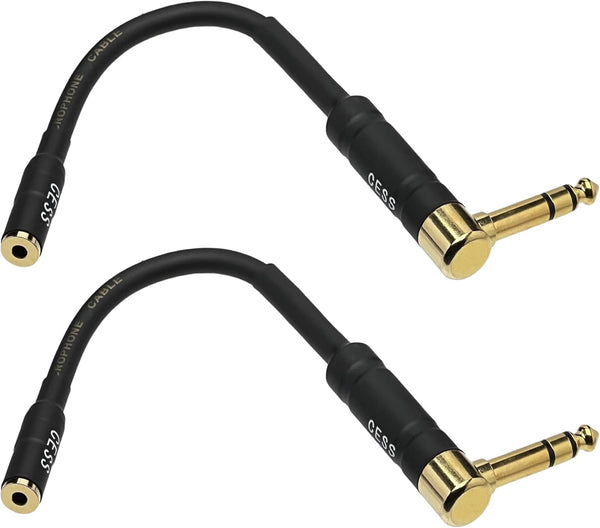 CESS-238 Right Angle 1/4 Inch TRS to 3.5mm Adapter, 6.35mm Male to 3.5mm Female Stereo Audio Adapter