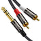 VIOY 6 FT Dual RCA to 1/4 Audio Cable - Gold Plated Copper Shell Heavy Duty 6.35 mm TRS Jack to 2 RCA Phono
