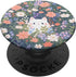 Cute White Cat Hiding in Spring Flowers Botanical Floral PopSockets Standard PopGrip