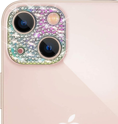 Omorro Bling Camera Lens Cover Protector for iPhone 14, 3D Glitter Crystal Diamond Rhinestone Anti-Scratch Sticker