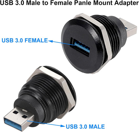 PENGLIN 2PCS USB 3.0 Connector, USB Male to Female Conversion Connector, USB3.0 Panel Mount Extension Adapter for Data Transfer/Charging