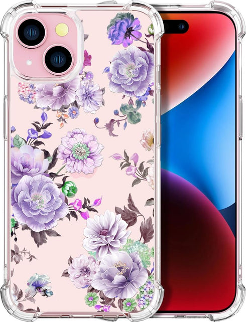 ENDIY Compatible for iPhone 15 Cases with Design, Cute Transparent Phone Case for