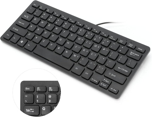 USB Wired Keyboard 78 Keys Mini – Portable Ultra Thin Computer Keyboard, Low Noise Waterproof Mechanical Keyboard for