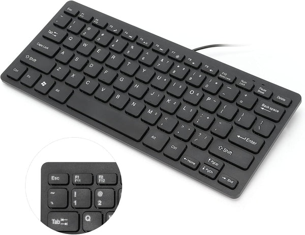 USB Wired Keyboard 78 Keys Mini – Portable Ultra Thin Computer Keyboard, Low Noise Waterproof Mechanical Keyboard for