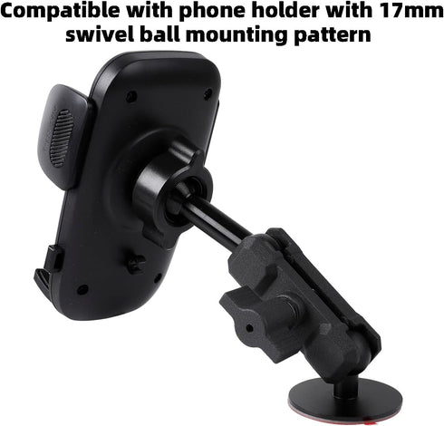 Adhesive 17mm Ball Mount with Extension Adapter for Car Phone Holder, Suction Cup Base for Garmin Nuvi GPS Navigator